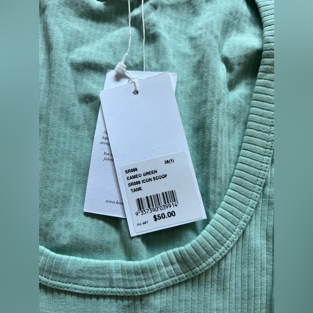 ***SOLD*** 🍵💶 Kookai Icon Scoop Tank Size 1 (38) Pastel Green 💶🍵 BNWT - Picture 8 of 11